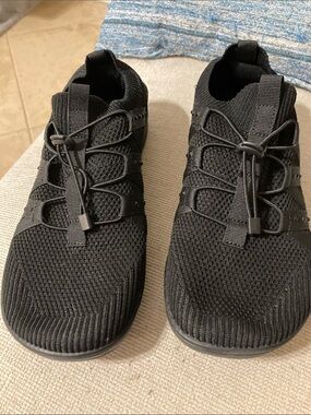 Black Knit Slip-On Wide Toe Athletic Sneakers